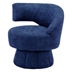 Petaluxe Accent Chair - 360 Degree Swivel - Navy Boucle Upholstery - Solid Wood Frame