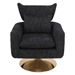 Rime Classic Mid-Century 360-Degree Swivel Accent Chair - Black Linen Upholstery - Golden Finish Metal Base - CAB1138