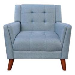 Bridgewater Upholstered Armchair - Blue Fabric Upholstery - Tufted Back and Seat 