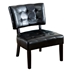 Bloomhaven Accent Chair - Black Faux Leather Tufted - Oversized Seating - Espresso Finish Legs