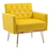 Tisbury Accent Chair - Mustard Velvet - Rose Gold Iron Feet