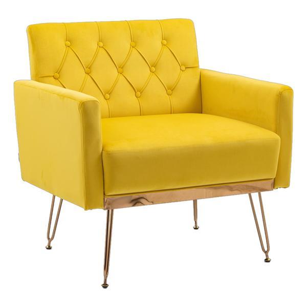 Tisbury Accent Chair - Mustard Velvet - Rose Gold Iron Feet 