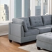 Aurum Lounge 32" Corner Sofa Wedge - Gray Linen Like Fabric  - Tufted Cushion and Nailheads - CAB1164