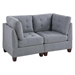 Aurum Lounge 32" Corner Sofa Wedge - Gray Linen Like Fabric  - Tufted Cushion and Nailheads - CAB1164