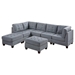 Aurum Lounge 32" Corner Sofa Wedge - Gray Linen Like Fabric  - Tufted Cushion and Nailheads - CAB1164