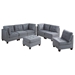 Aurum Lounge 32" Corner Sofa Wedge - Gray Linen Like Fabric  - Tufted Cushion and Nailheads - CAB1164