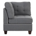 Aurum Lounge 32" Corner Sofa Wedge - Gray Linen Like Fabric  - Tufted Cushion and Nailheads - CAB1164