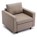 Brixton 35" Single Seat Module Sectional Sofa - Brown Linen Fabric  - Rubberwood Legs - CAB1168