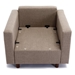 Brixton 35" Single Seat Module Sectional Sofa - Brown Linen Fabric  - Rubberwood Legs - CAB1168