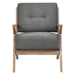 Thornhill Accent Chair - Dark Gray Upholstery - Solid Rubberwood Frame - Wire Brushed Antique Natural Finish - CAB1171