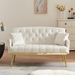 Lyrista 55" 2 Seater Loveseat - Cream White Velvet Fabric - Tufted Back and Seat - CAB1174