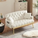 Lyrista 55" 2 Seater Loveseat - Cream White Velvet Fabric - Tufted Back and Seat - CAB1174