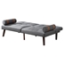 Havenwood 65" Convertible Sofa Bed Futon - Grey Linen Fabric  - Brown Solid Wood Legs