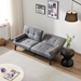 Havenwood 65" Convertible Sofa Bed Futon - Grey Linen Fabric  - Brown Solid Wood Legs - CAB1197