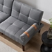 Havenwood 65" Convertible Sofa Bed Futon - Grey Linen Fabric  - Brown Solid Wood Legs - CAB1197