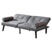 Havenwood 65" Convertible Sofa Bed Futon - Grey Linen Fabric  - Brown Solid Wood Legs - CAB1197