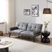 Havenwood 65" Convertible Sofa Bed Futon - Grey Linen Fabric  - Brown Solid Wood Legs - CAB1197