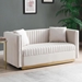 Parchment 28" Velvet Loveseat - Beige - Solid Wood Frame - CAB1205