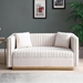 Parchment 28" Velvet Loveseat - Beige - Solid Wood Frame - CAB1205