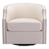 Zest 360-Degree Rotation Swivel Chair - Beige Linen Fabric Upholstery - Solid Wood Frame and Metal Base