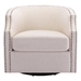 Zest 360-Degree Rotation Swivel Chair - Beige Linen Fabric Upholstery - Solid Wood Frame and Metal Base - CAB1211