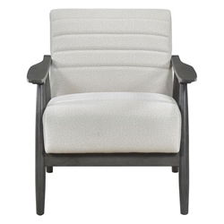 Vallina Accent Chair - Pearl Velvet Upholstery - Brick Gray Solid Wood Frame 