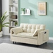 Corduroy Cove 55" Loveseat Sofa Bed - Beige Corduroy Fabric  - Solid Wood Frame - CAB1229