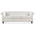 Eldridge 84.65" Rolled Arm Chesterfield 3 Seater Sofa - White Polyurethane Fabric Upholstery and Birch Legs