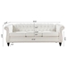 Eldridge 84.65" Rolled Arm Chesterfield 3 Seater Sofa - White Polyurethane Fabric Upholstery and Birch Legs - CAB1243