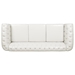 Eldridge 84.65" Rolled Arm Chesterfield 3 Seater Sofa - White Polyurethane Fabric Upholstery and Birch Legs - CAB1243