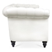 Eldridge 84.65" Rolled Arm Chesterfield 3 Seater Sofa - White Polyurethane Fabric Upholstery and Birch Legs - CAB1243