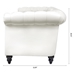 Eldridge 84.65" Rolled Arm Chesterfield 3 Seater Sofa - White Polyurethane Fabric Upholstery and Birch Legs - CAB1243