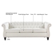 Eldridge 84.65" Rolled Arm Chesterfield 3 Seater Sofa - White Polyurethane Fabric Upholstery and Birch Legs - CAB1243