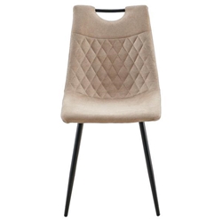 Dakota Set of 4 Dining Chairs - Beige Seat and Black Leg - Powder-Coated Stainless Steel Frame 