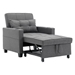 Ventosa 68" Futon Chair Bed - 3-in-1 Convertible Chair with USB Ports - Dark Grey Linen Fabric - CAB1251