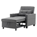 Ventosa 68" Futon Chair Bed - 3-in-1 Convertible Chair with USB Ports - Dark Grey Linen Fabric - CAB1251