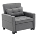 Ventosa 68" Futon Chair Bed - 3-in-1 Convertible Chair with USB Ports - Dark Grey Linen Fabric - CAB1251