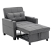 Ventosa 68" Futon Chair Bed - 3-in-1 Convertible Chair with USB Ports - Dark Grey Linen Fabric - CAB1251