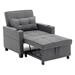 Ventosa 68" Futon Chair Bed - 3-in-1 Convertible Chair with USB Ports - Dark Grey Linen Fabric - CAB1251