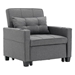 Ventosa 68" Futon Chair Bed - 3-in-1 Convertible Chair with USB Ports - Dark Grey Linen Fabric - CAB1251