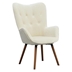 Manoir Accent Chair - White Silky Velvet - Light Brown Solid Wood Legs