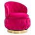 Veloce 360 Degree Swivel Cuddle Barrel Accent Storage Chair - Red Velvet Fabric Upholstery