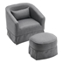 Sawyeridge Swivel Accent Chair with Ottoman - Dark Gray Linen Upholstery - Black Metal Base