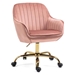 Calanthe 360 Pink Velvet Swivel Chair - Adjustable Working Chair with Golden Color Base - CAB1271