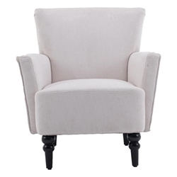 Asteria - Modern Accent Armchair - White Linen - Solid Wood Feet 