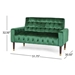 Wellesley Velvet Loveseat - Emerald - Gold-Accented Legs - CAB1304