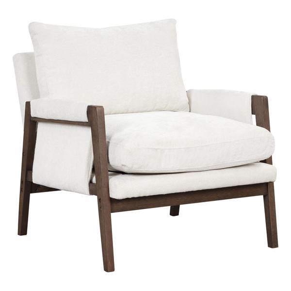 Radcliffe Accent Chair - Mid-Century Modern Velvet - White - Espresso Finish Frame 