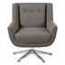 Elegancia Swivel Lounge Chair - Brown Multi Fabric - Chrome Finish Base