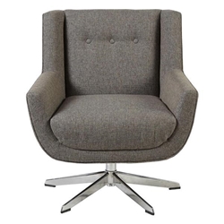 Elegancia Swivel Lounge Chair - Brown Multi Fabric - Chrome Finish Base 