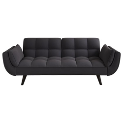 Dramatic 57" Loveseat Sofa Bed - Black Velvet - Solid Wood Frame 